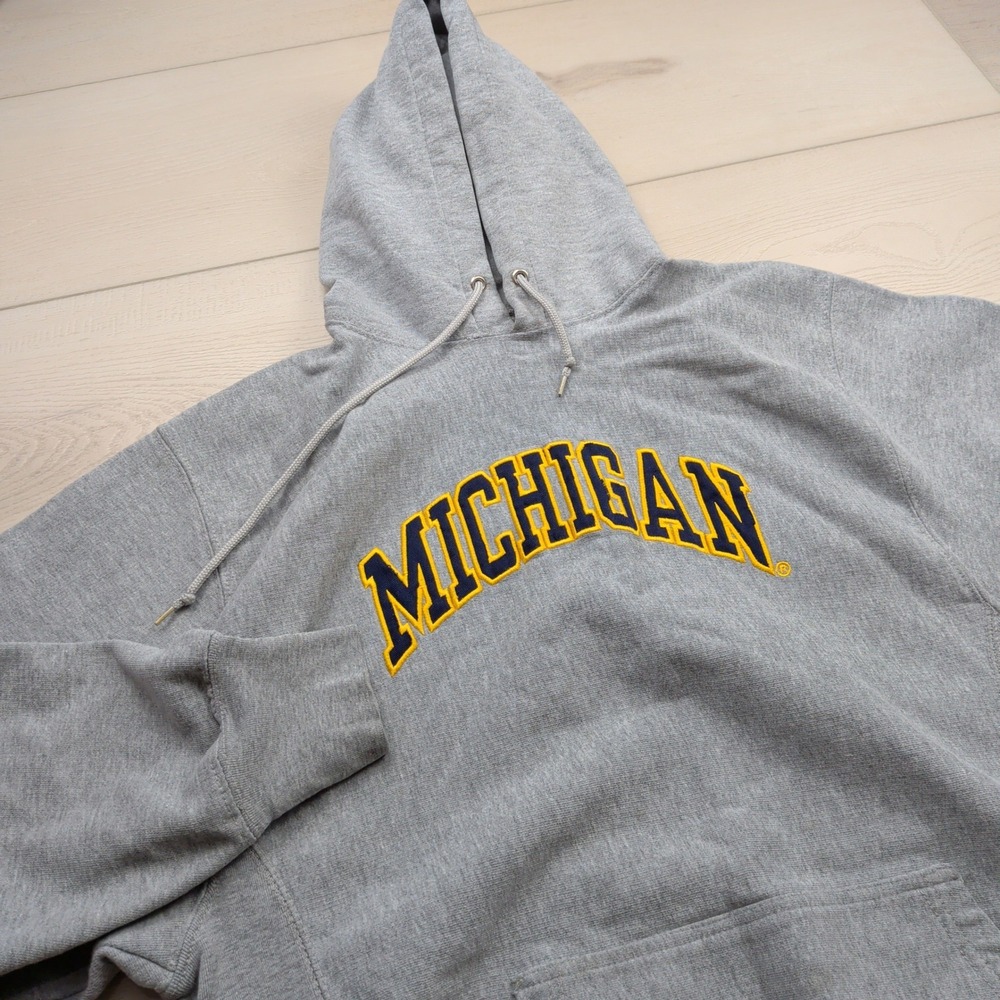 Vintage Steve and Barrys Michigan Wolverines Hoodie Mens Small Gray Embroidered